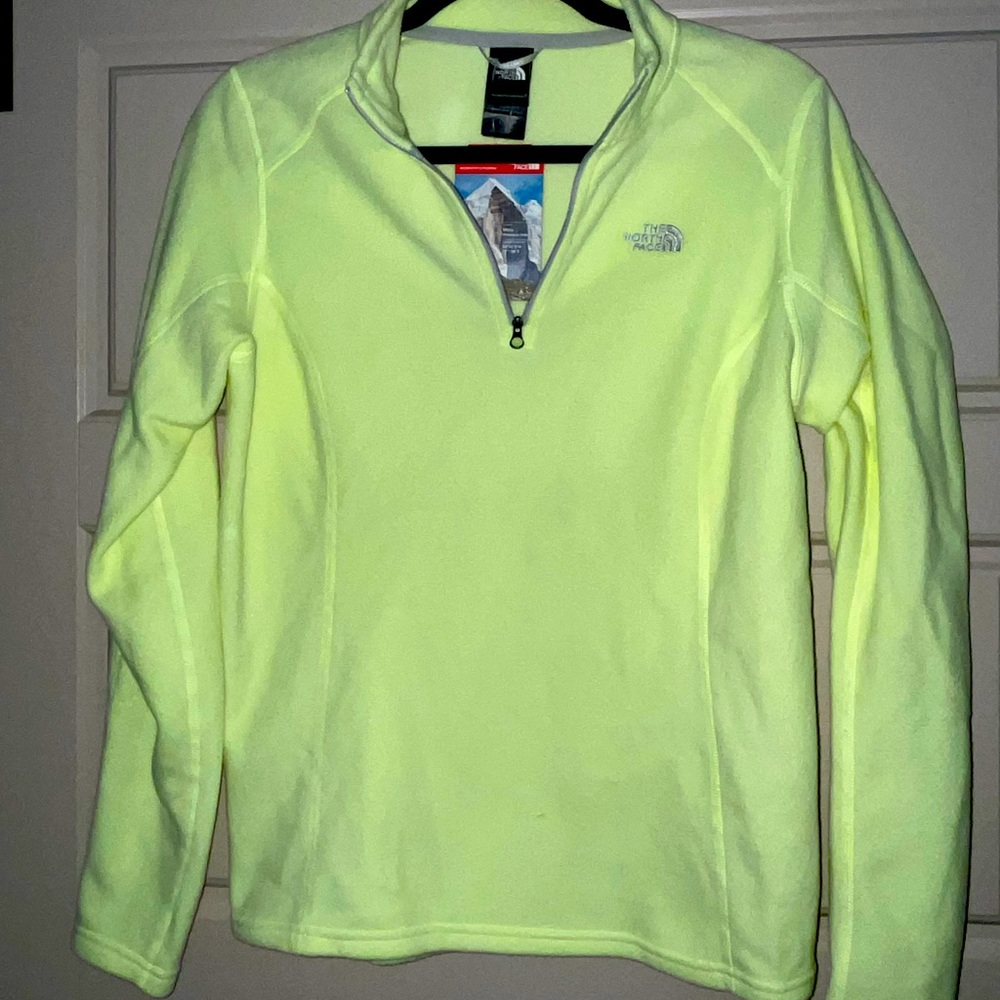 Neon green north face pullover